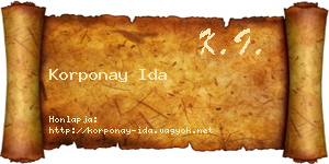 Korponay Ida névjegykártya